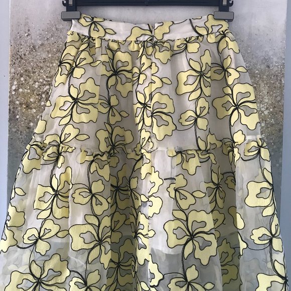 Maje Organza Floral Embroidered Midi Skirt (NWT) - Picture 11 of 16